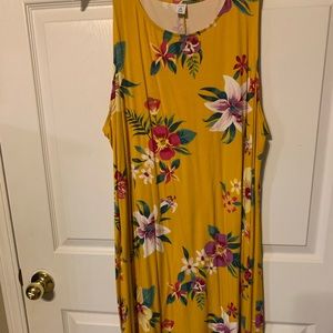 3x EUC yellow floral Old Navy tank swing dress